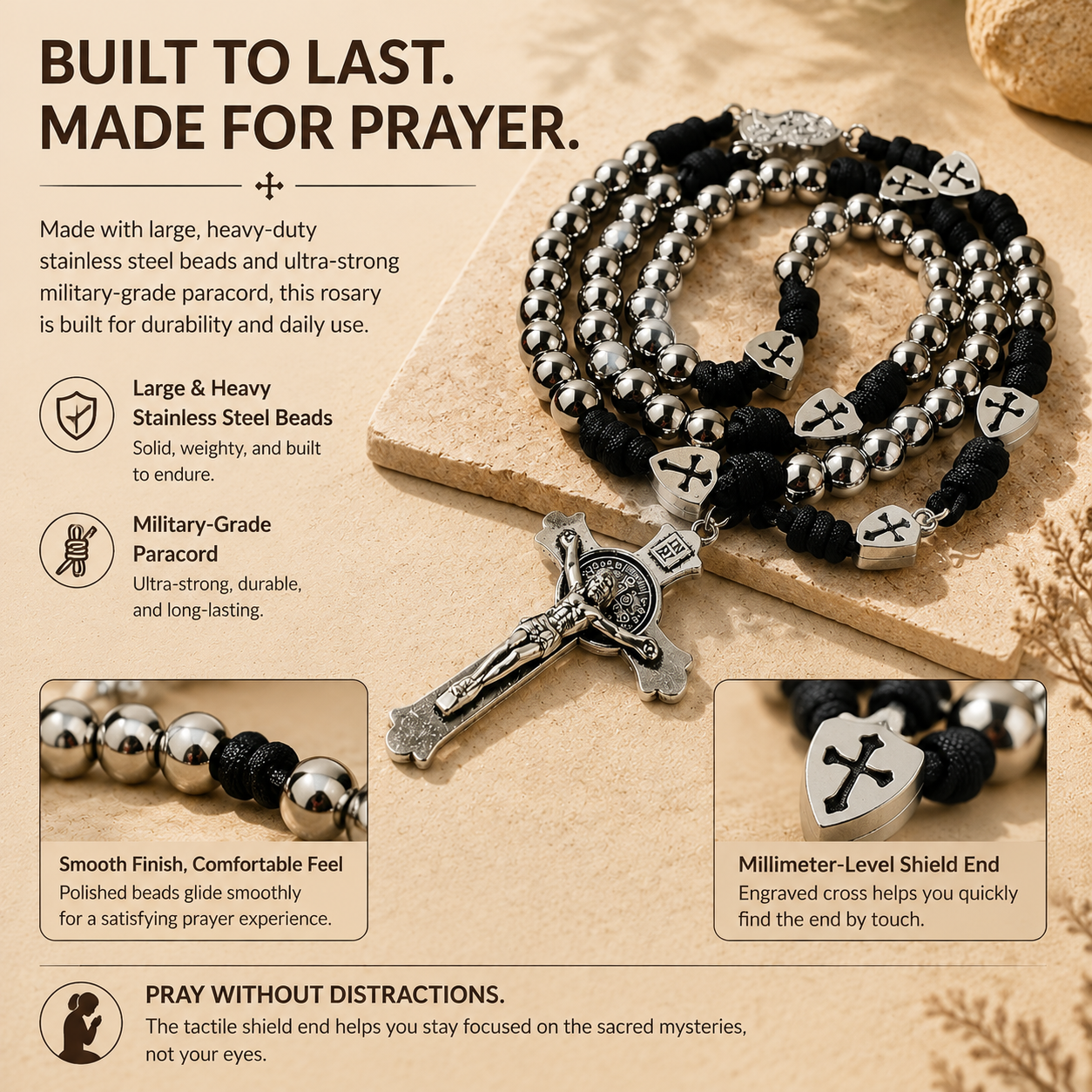 Adjustable cross pendant—a faith necklace suitable for daily prayer.