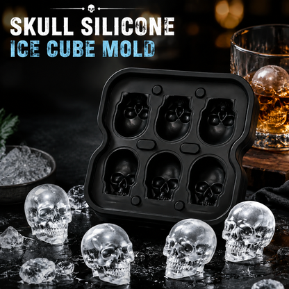 Skull Ice Cube Mold, 6-Cavity Silicone Ice Tray for Whiskey, Cocktails