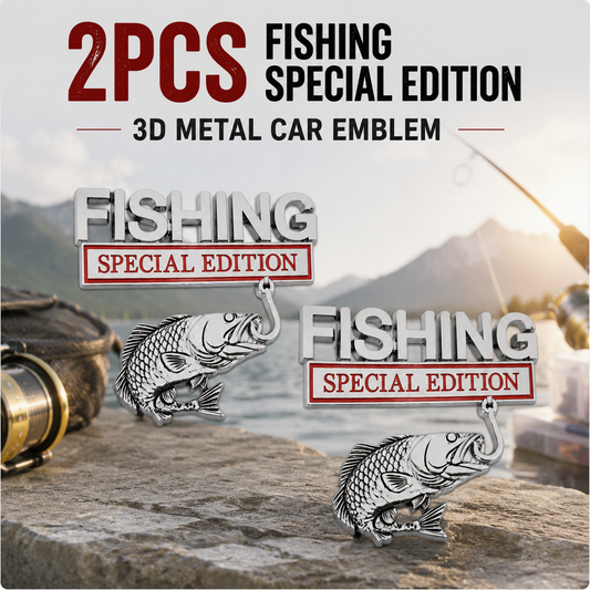 2PCS Fishing Special Edition 3D Metal Car Emblem