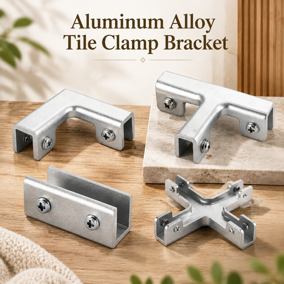 Aluminum Alloy Tile Clamp Bracket, 90/180 Degree Corner Support Holder for 8-10mm Glass/Tile Panel