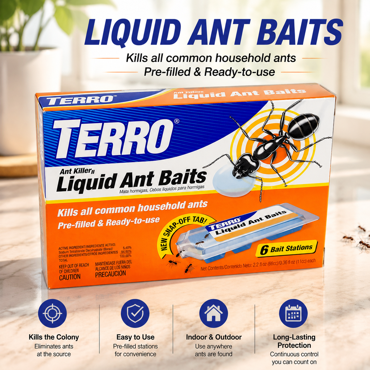 Ant-Killing Bait Station – Liquid bait, effectively eliminates ants