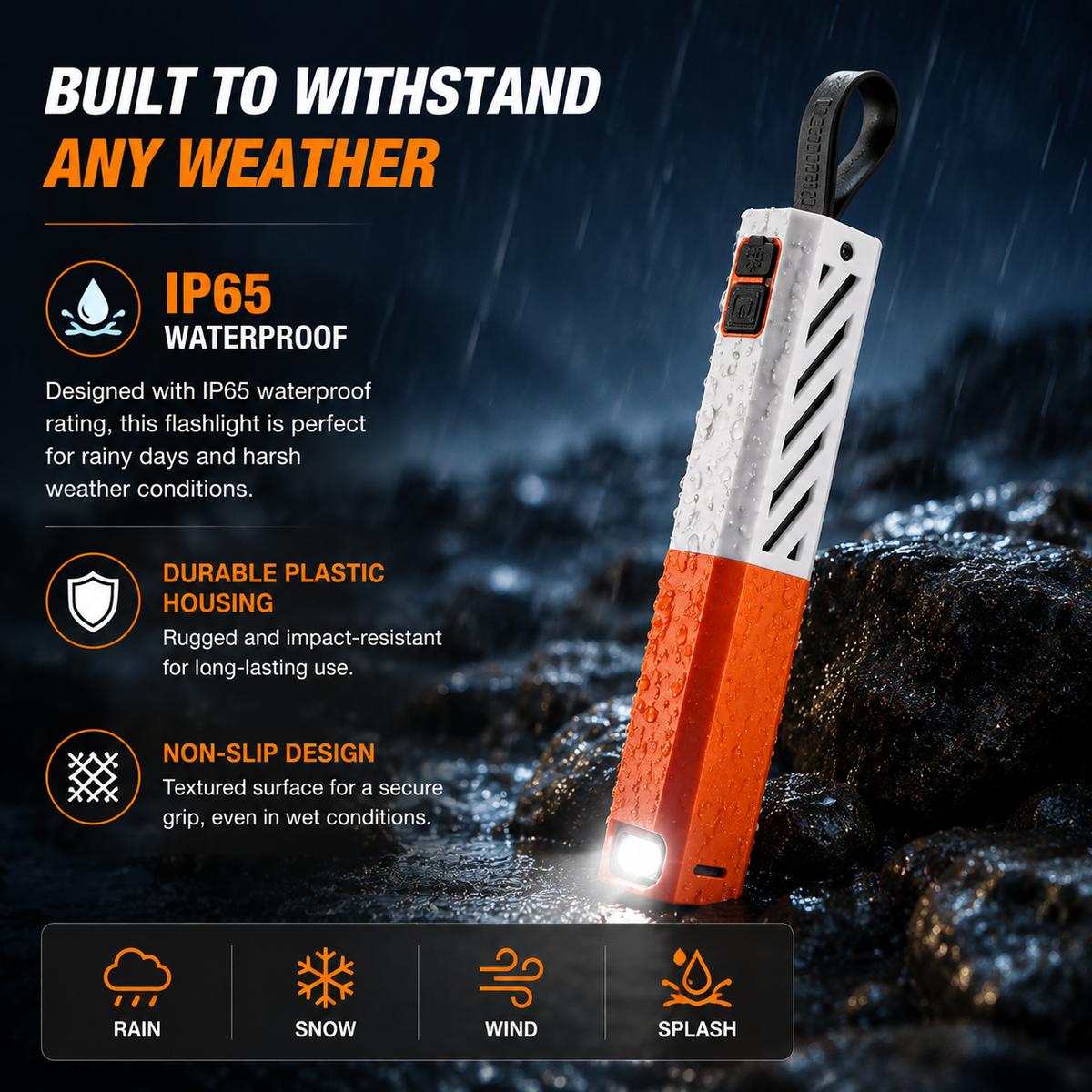 Mini LED Outdoor Camping FlashlightPortable Rechargeable Hiking Light with 3 Modes