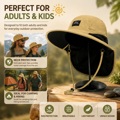 Outdoor Sun Protection Hat - Unisex Summer FishermanHat with Neck Flap