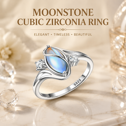 Silver Plated Bypass Swirl Ring for Women with Cubic Zirconia Accents
