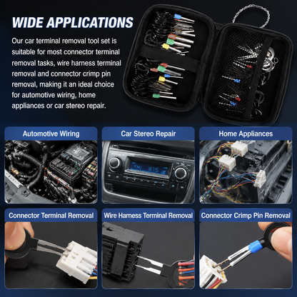 82-Piece Terminal Removal Tool Kit for Automotive Electrical Connectors with Stainless Steel