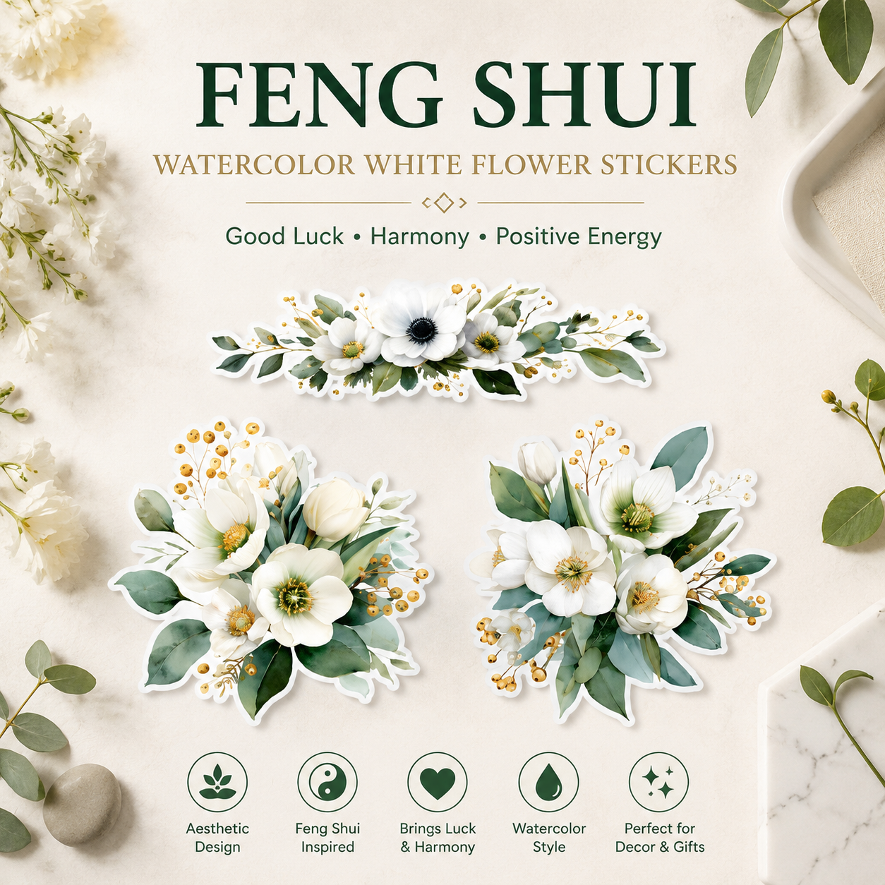 3-Piece Bathroom Toilet Sticker Set, PVC Self-Adhesive Decorative Decals
