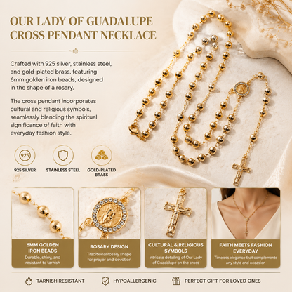 Our Lady of Guadalupe Cross Pendant Necklace