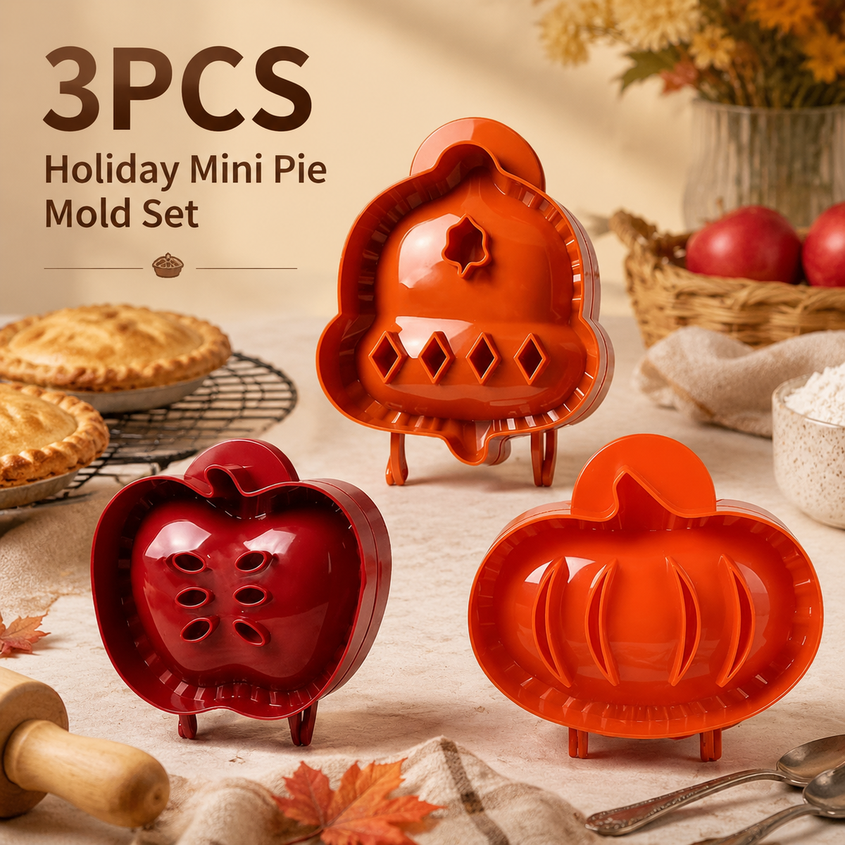 3PCS Holiday Mini Hand Pie Molds Set