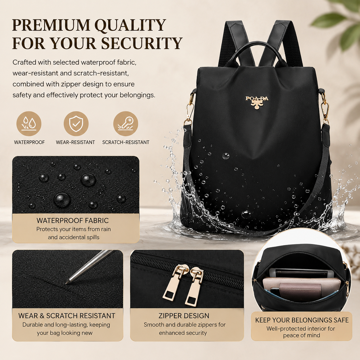 Women Backpack Anti Theft Shoulder Bag Multifunctional School Bags