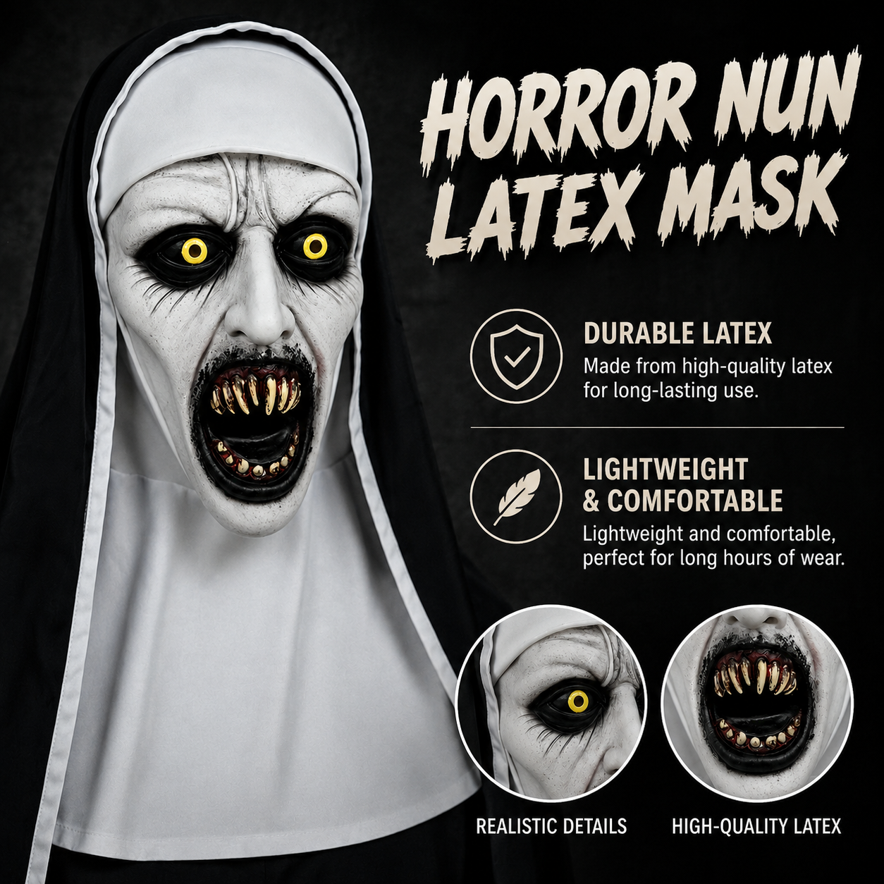 Funky Nun Latex Mask for Halloween