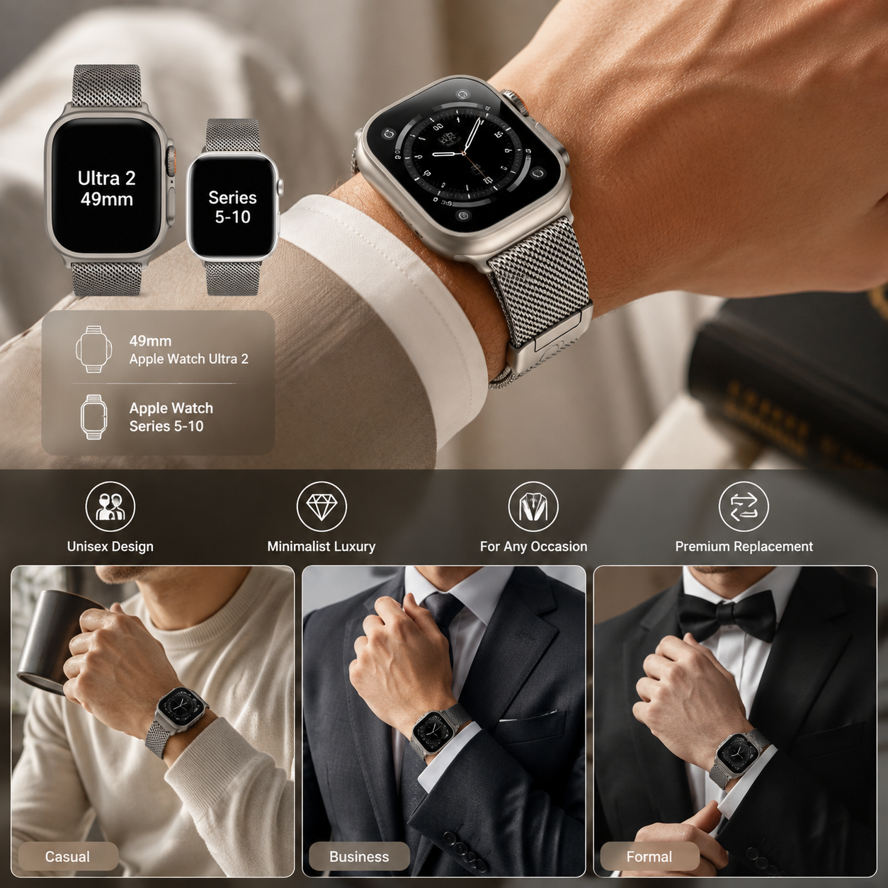 2026 Titanium Milanese Suitable forApple Watch Band
