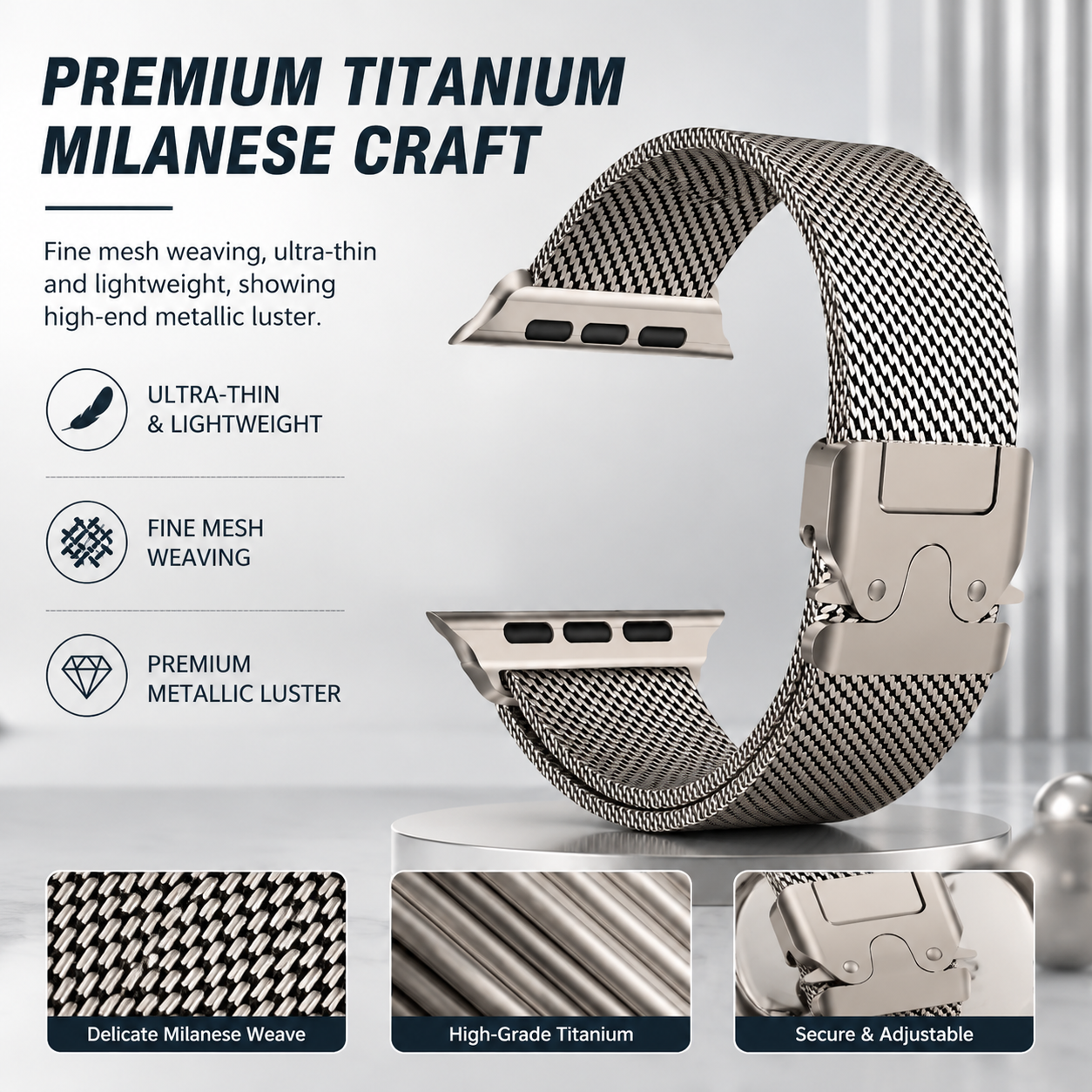 2026 Titanium Milanese Suitable forApple Watch Band