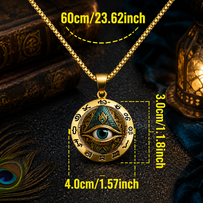 Egyptian Eye Round Glass Pendant Necklace
