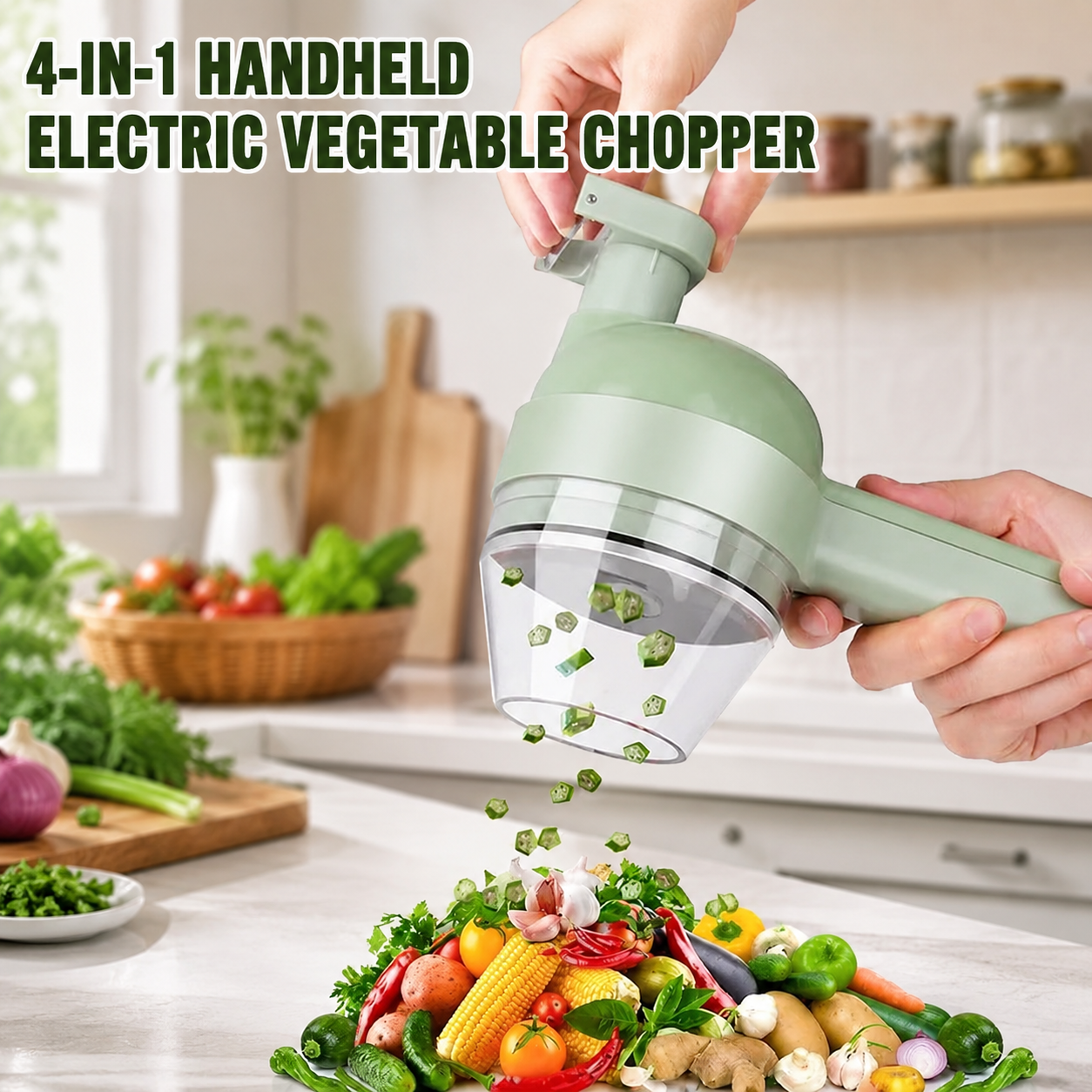 4-in-1 Handheld Electric Vegetable Cutter