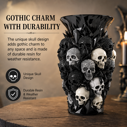 Gothic Resin Skull Vase Ornament