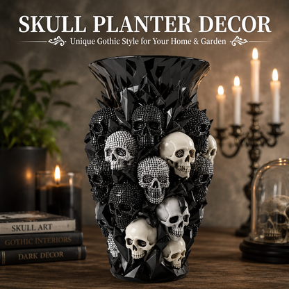 Gothic Resin Skull Vase Ornament