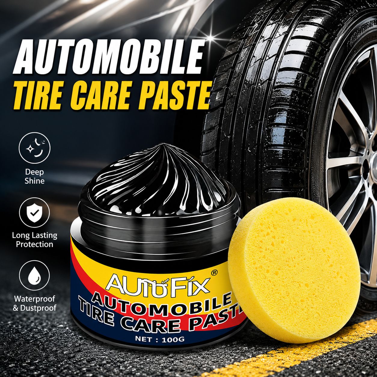 100g Tire Shine Cream, Long-Lasting Anti-Fading Weatherproof Non