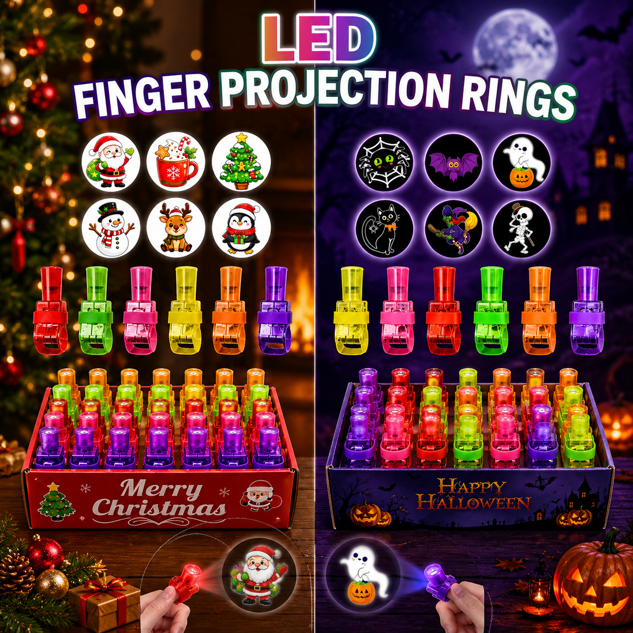 LED Finger Projection Ring