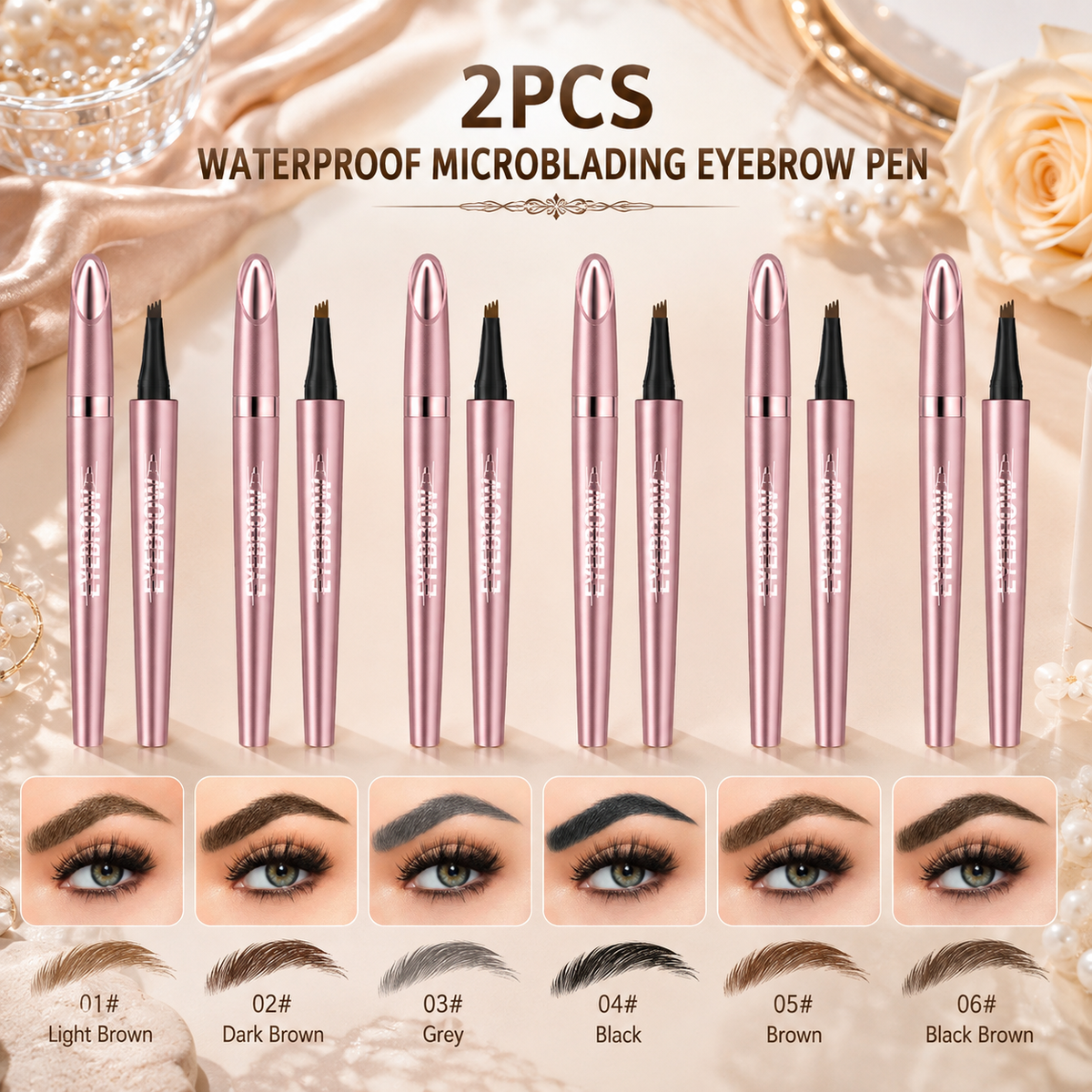 2Pcs/set Waterproof Microblading Eyebrow Pencil