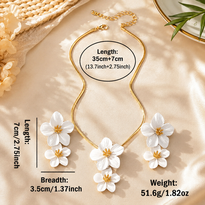 Elegant Floral Pendant Necklace and Earring Set