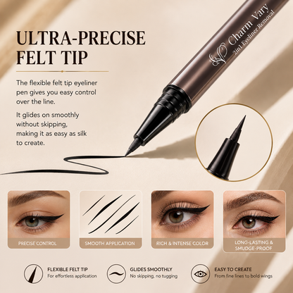 2-Pack 2-in-1 Waterproof Liquid Eyeliner Pencil with Correction Pen