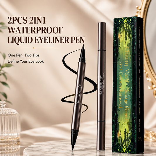 2-Pack 2-in-1 Waterproof Liquid Eyeliner Pencil with Correction Pen