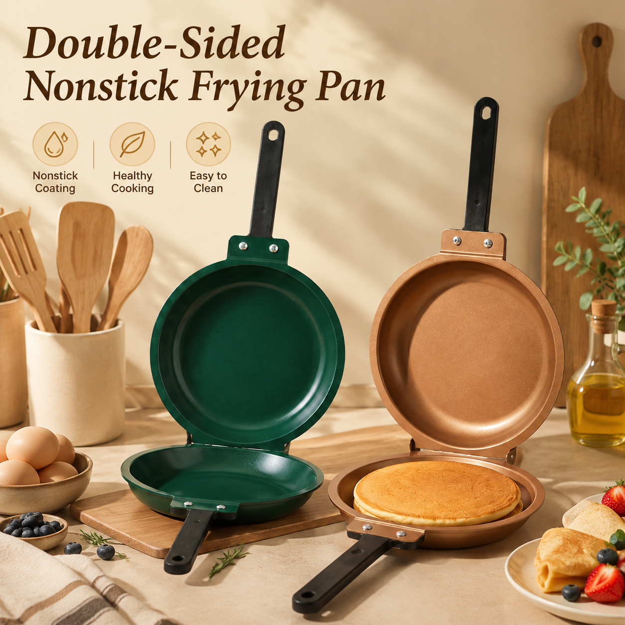 Double-Sided Non Stick Frying Pan Skillet