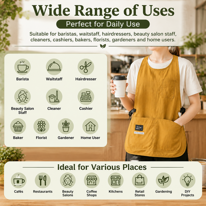 Sleeveless, multi-pocket, lightweight apron