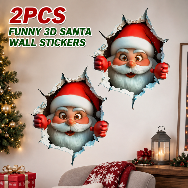 2PCS Fun 3D Santa Claus Wall Sticker