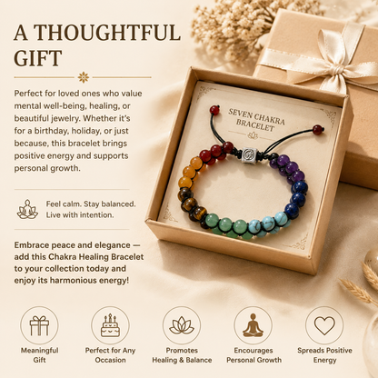 Women & Men 7 Chakras Healing Crystals Bracelet for Meditation Relax Anxiety Bangle