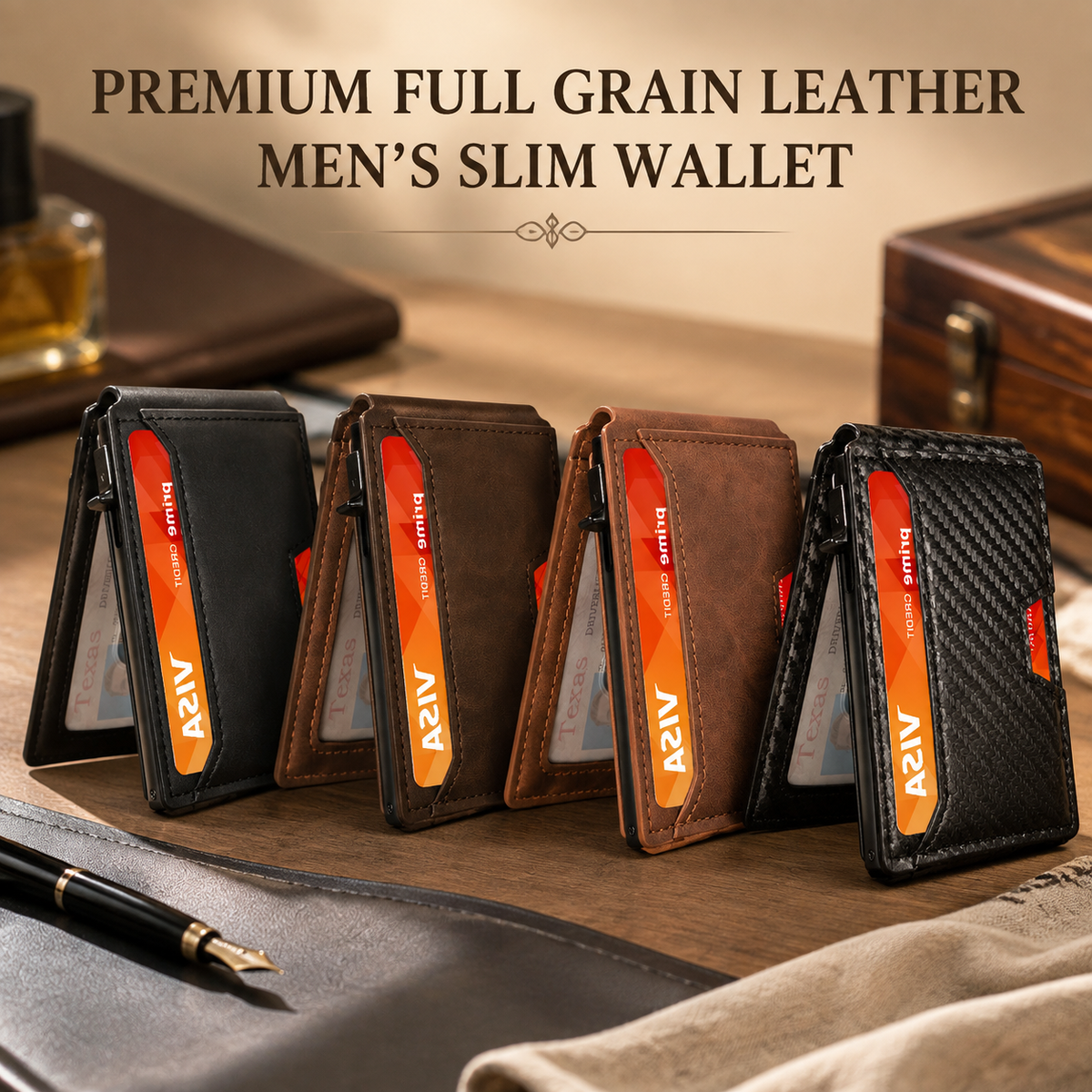 Premium Full-Grain Leather Men's Slim Wallet