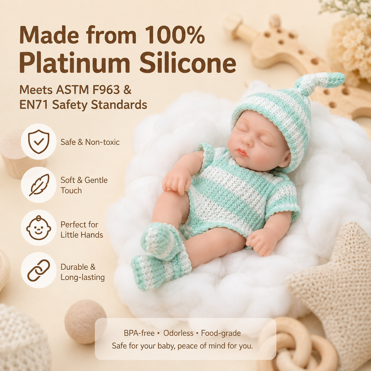 Mini silicone doll,Suitable as a birthday gift for children