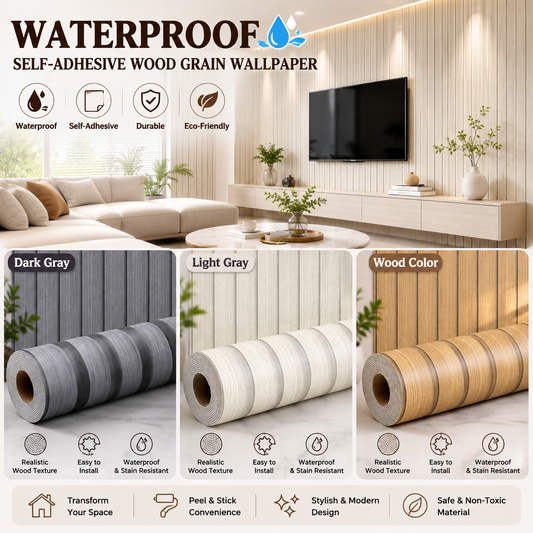 Wood Grain Slat Wall Panels Peel and Stick Faux Wood Thick Wallpaper