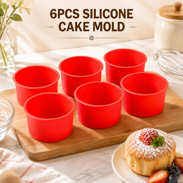 6-Piece Silicone Cake Mold Set, Round Cake Molds