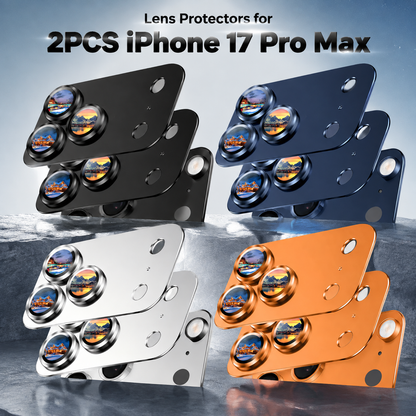 2 Pack Camera Lens Protector for iPhone 17 Pro Max – Metal Aluminum Alloy & Tempered Glass