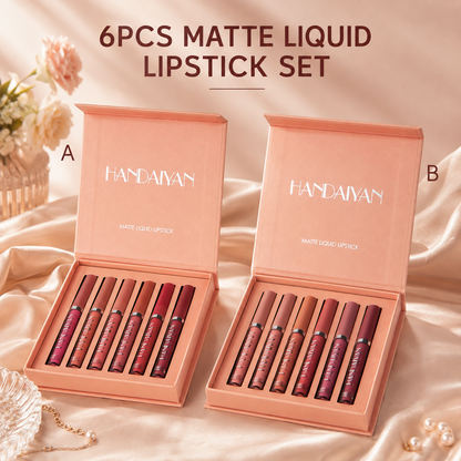 6Pcs Matte Liquid Lipstick Makeup Set - Matte liquid Long-Lasting Wear Non-Stick Cup Not Fade Waterproof Lip Gloss