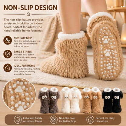 Women's Winter Warm Fuzzy Non-Slip Slipper Socks with Cute Big Eyes