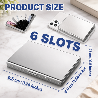 RFID Blocking Metal Card Wallet, Slim Stainless Steel Design with 6 Card Slots
