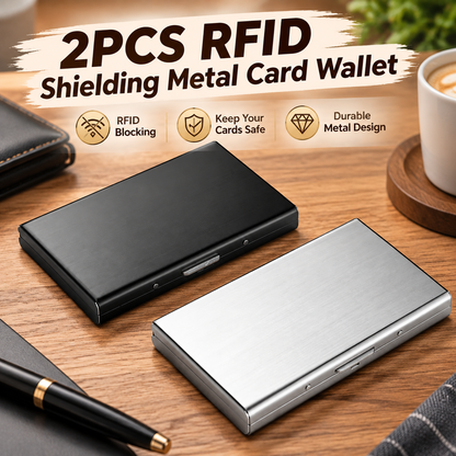 RFID Blocking Metal Card Wallet, Slim Stainless Steel Design with 6 Card Slots
