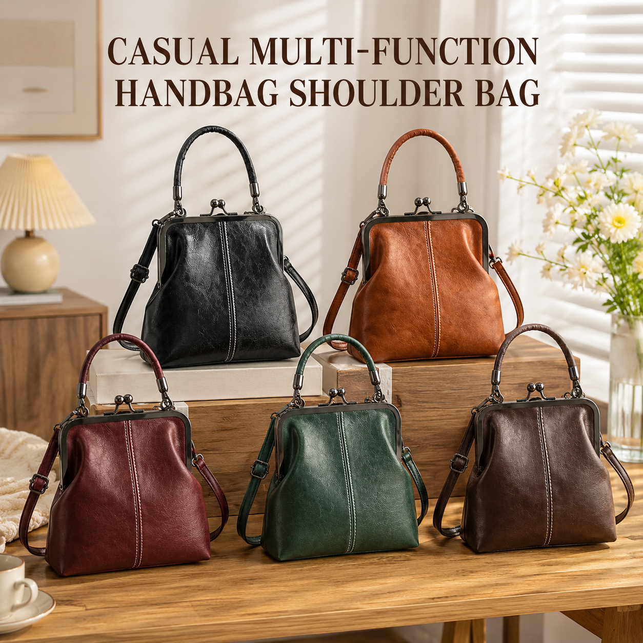 Retro style crossbody bag, fashionable and exquisite clip on bag