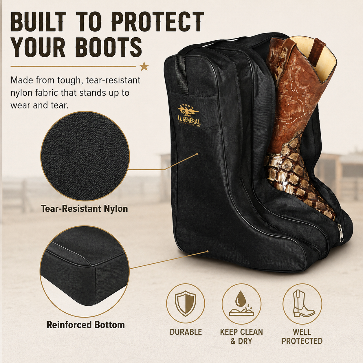 Portable tall boot storage bag