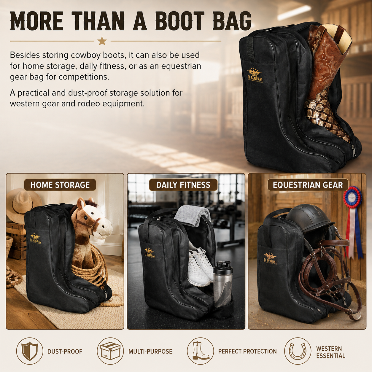 Portable tall boot storage bag
