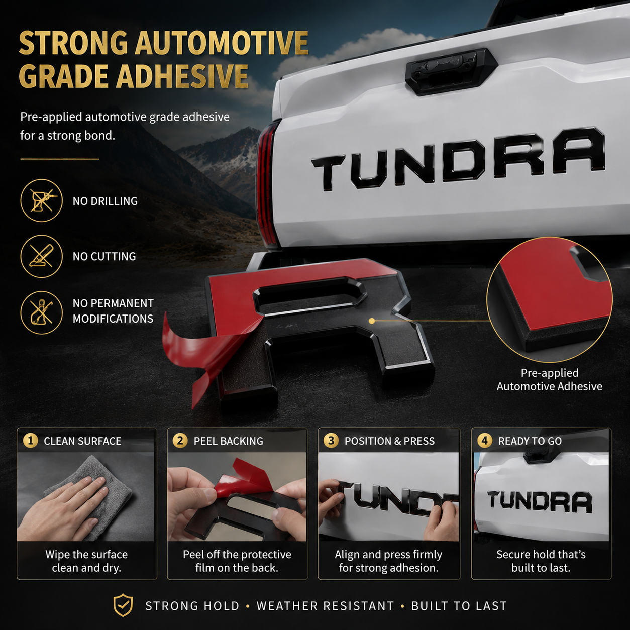 Premium Toyota Tundra Tailgate 3D Letter Insert Decals
