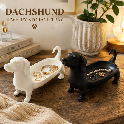 Dachshund-Shaped Jewelry Tray – Desktop Organizer & Ornament for Pet Lovers