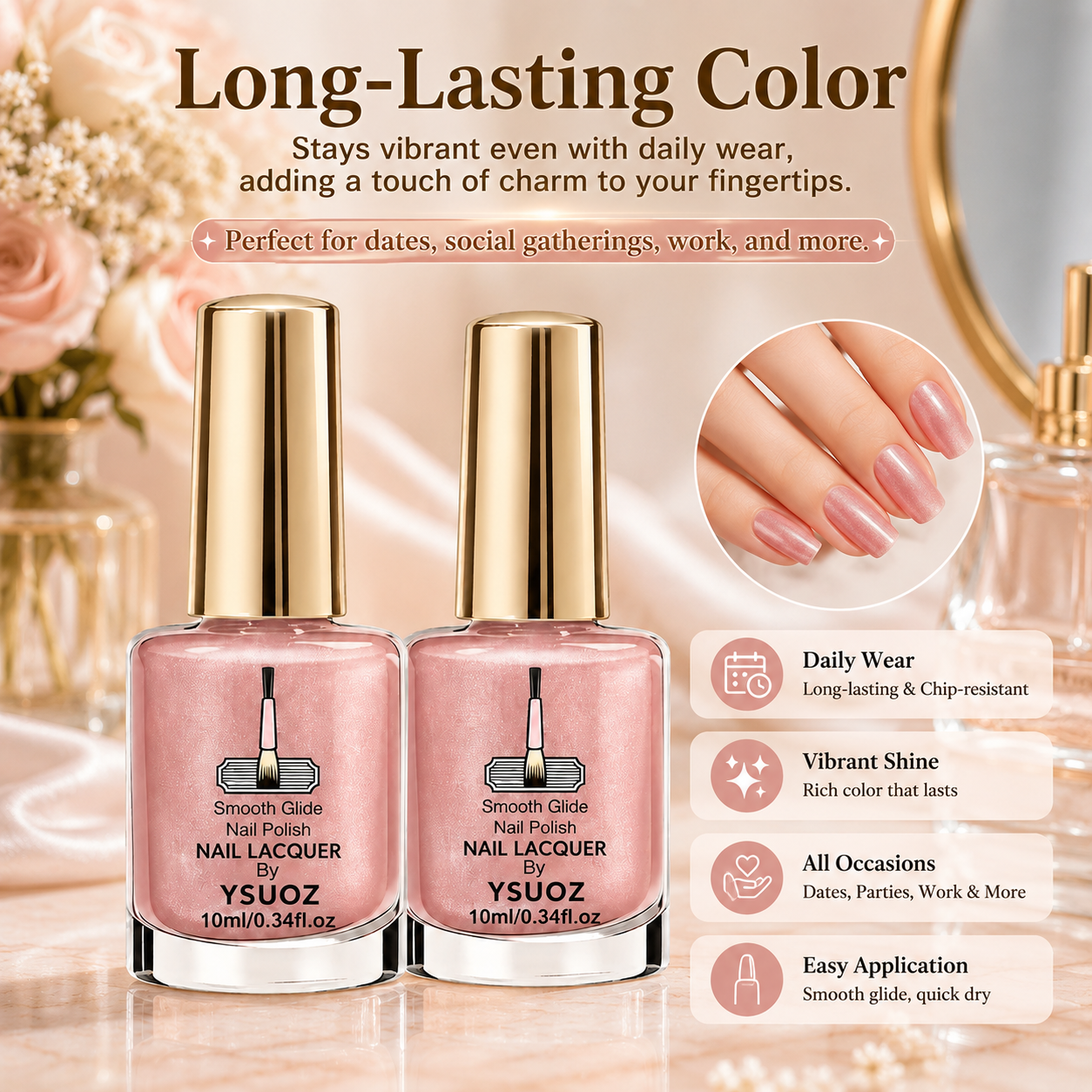 2PCS Luxury Mirror Shine Nail Polish – Ultra-Fast Air-Drying Finish