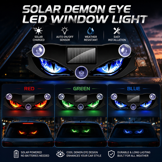 Solar Demon Eye LED Car Window Light, Wireless Demon Eyes Windshield Warning Lamp