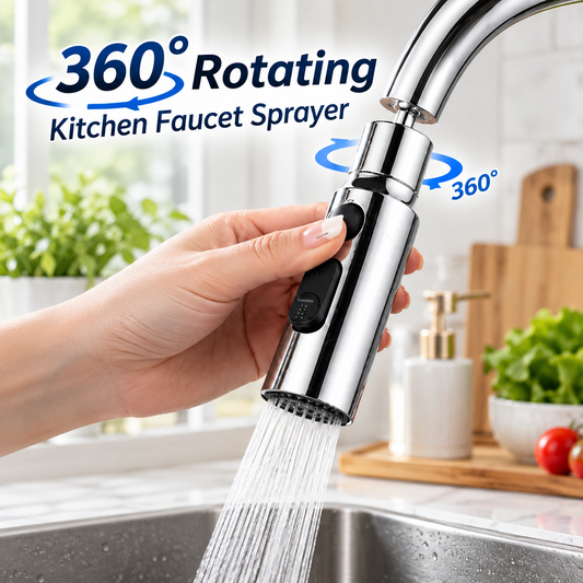 Silver 360° Rotating Kitchen Faucet Sprayer Head