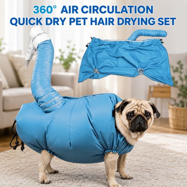 Dog Drying Bag – 360° Air Circulation Grooming Quick Dry Pet Hair Drying Suit for Small