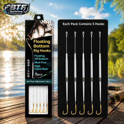 Floating-bottom fishing rig and hook set