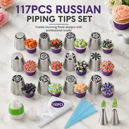117 Pcs Russian Piping Tips Set